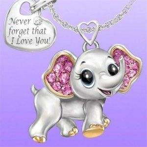 CLEARANCE ** PRICE FIRM ** Brand New Elephant Never Forget I Love You Necklace
